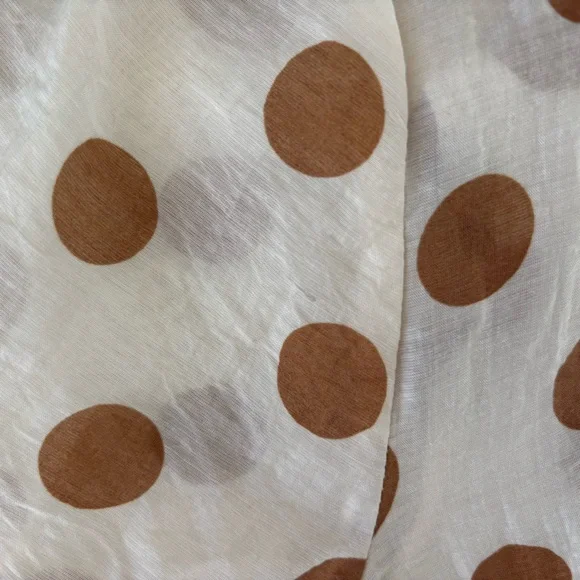 CAbi Classic Collared S/S Shirt Sheer Cream Rust Polka Dots Button Front M - Picture 8 of 8